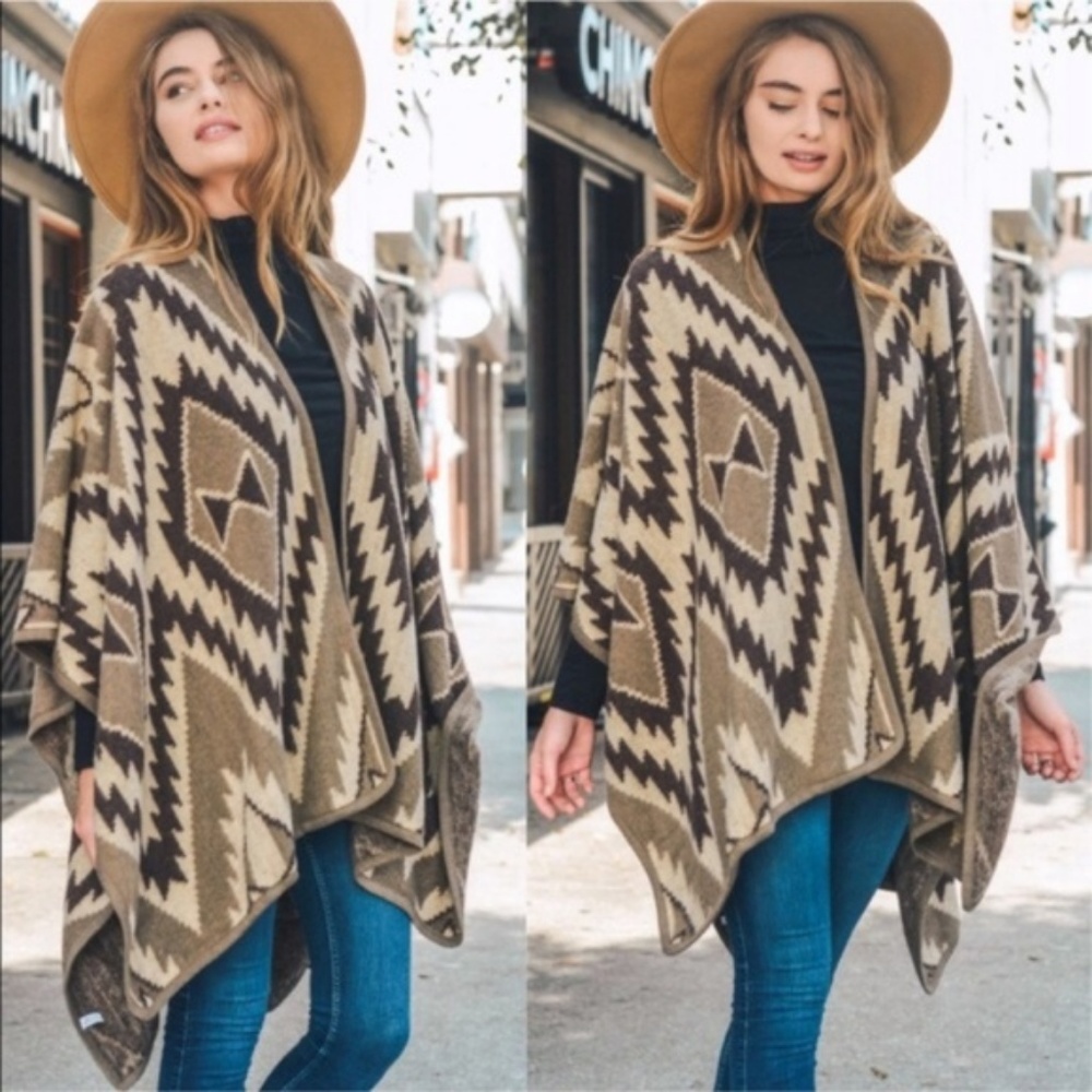 CLEARANCE❗Mocha Boho Print Knit Wrap - OS